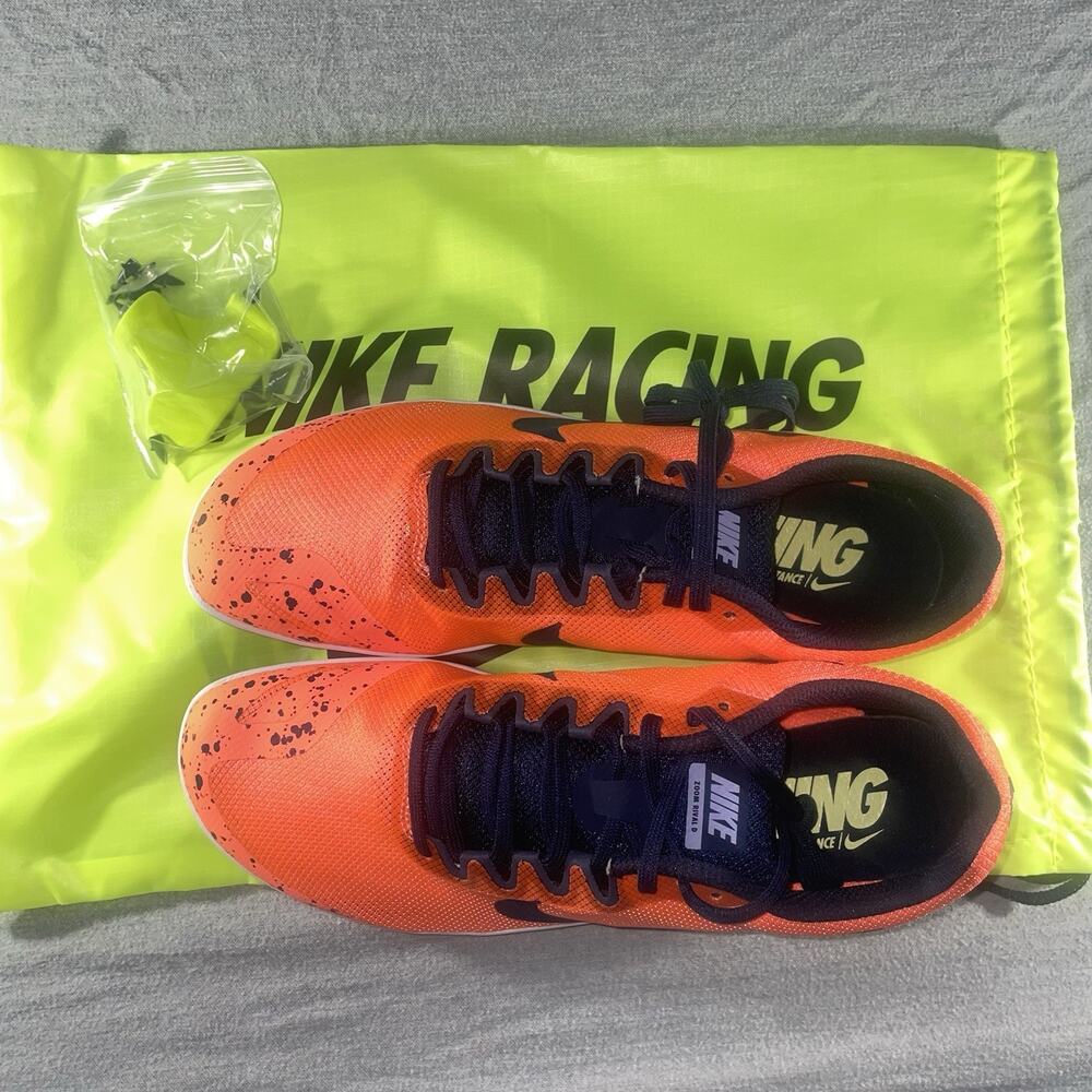 Nike Zoom Rival D Track Field Shoes Orange Black Mens Size 10.5 NEW w/ Spikes